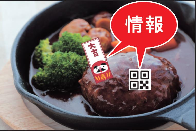 仙台・牛タンハンバーグにおみくじとQRコードを組み合わせた活用イメージ